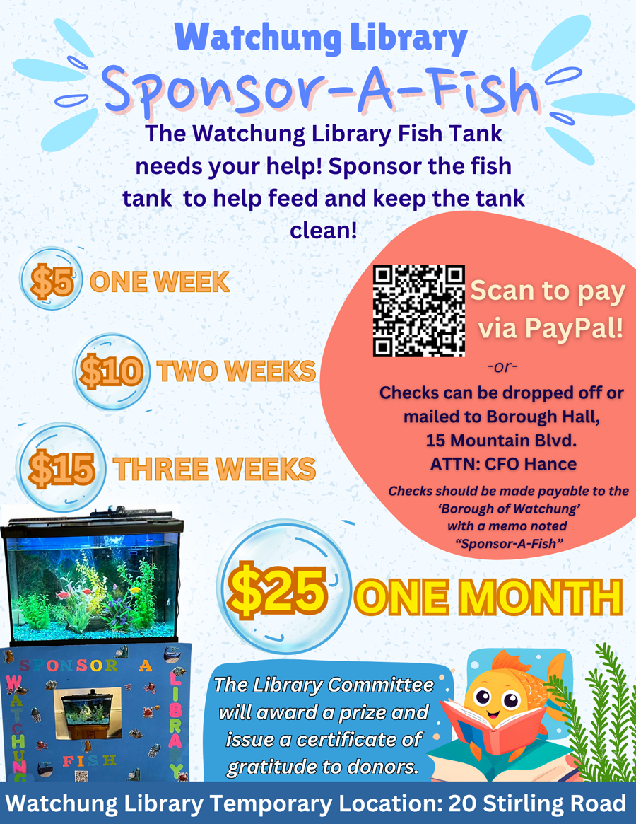 Watchung Library Sponsor a Fish program information. Click to open an OCR scanned PDF version.