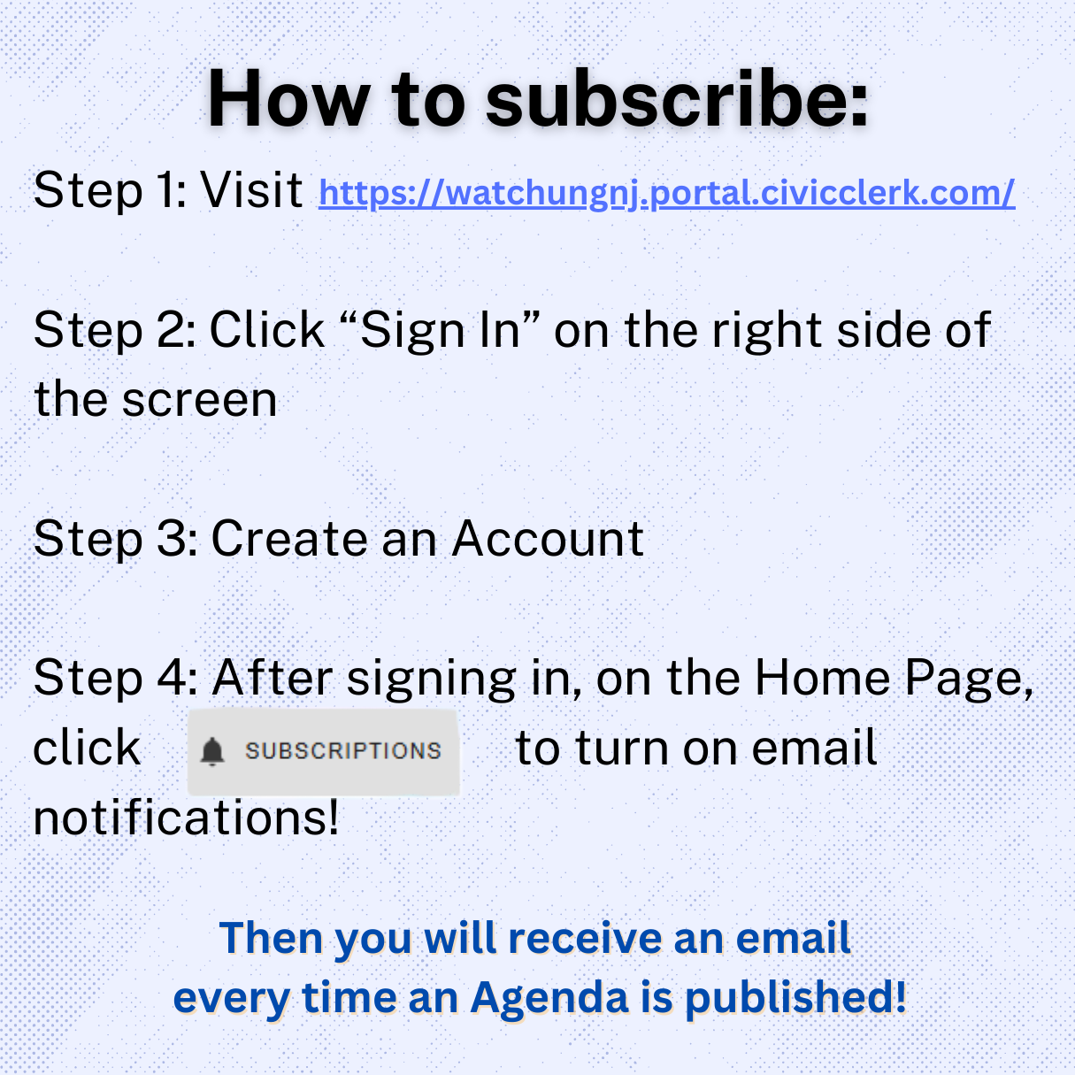Subscription instructions. Click here to open an OCR scanned PDF version of them.