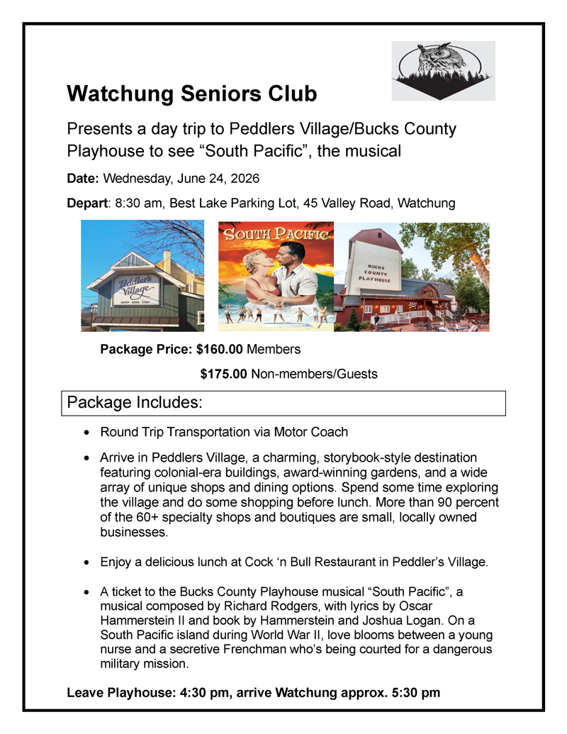 Trip to Peddler's Village flyer. Click to open an OCR scanned PDF version of it.