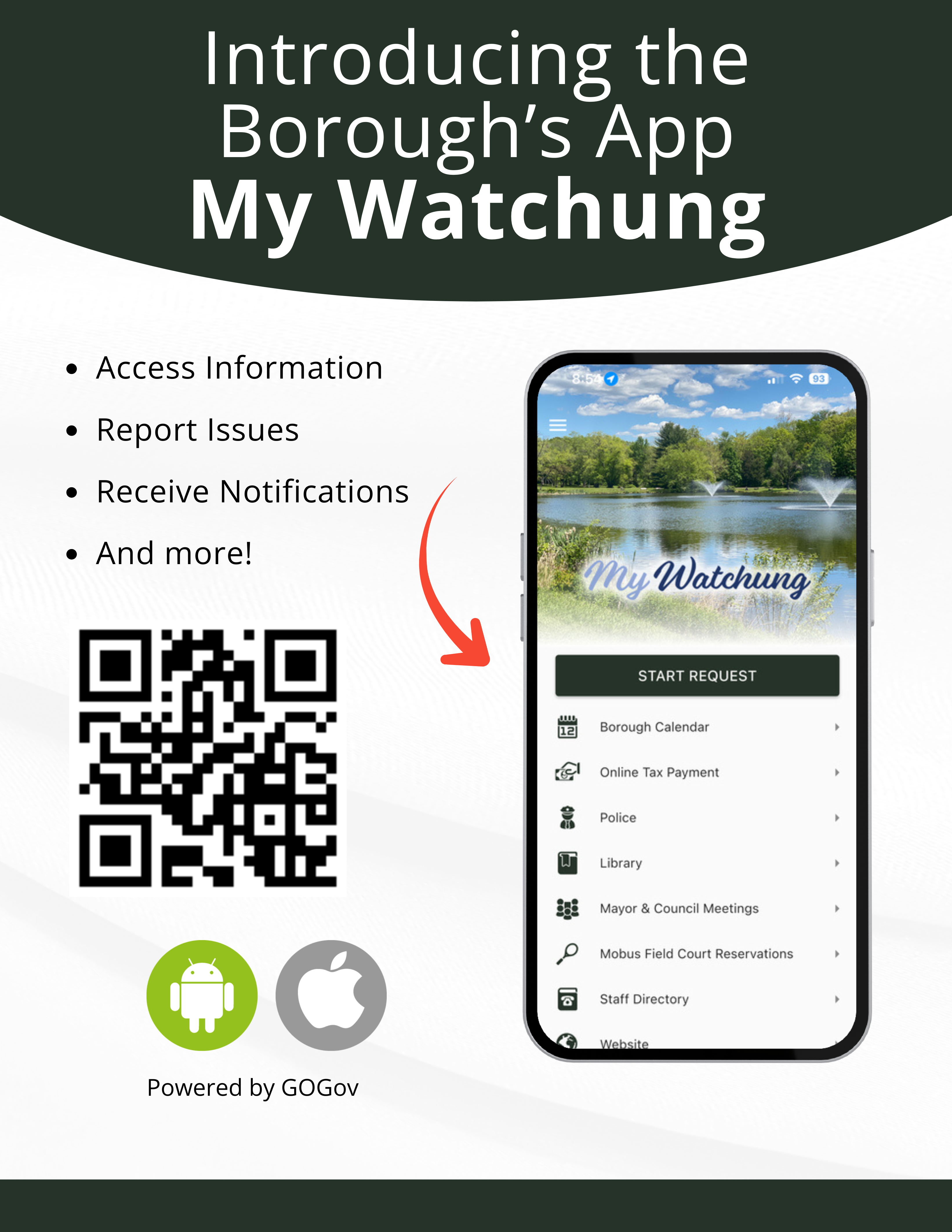 Introducing the Borough's My Watchung App. Click to open an OCR scanned PDF version of the flyer. 
