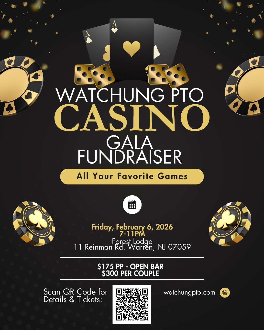 Flyer for the PTO Cassino Night - Gala Fundraiser