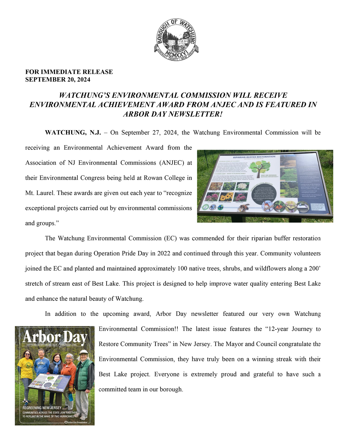 Environmental Commission Press release. Click to open an OCR scanned PDF version.
