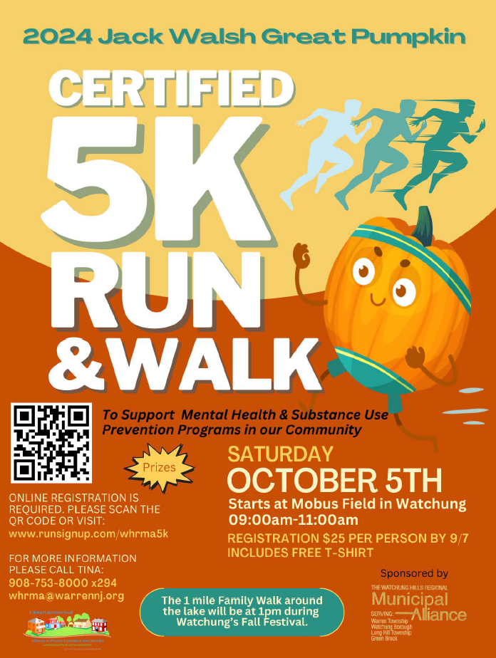 Flyer for 5K Run and Walk. CLICK HERE for PDF version.