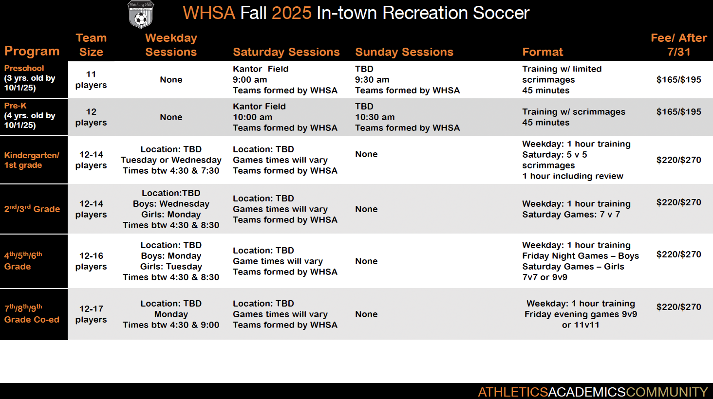 fall soccer program flyer