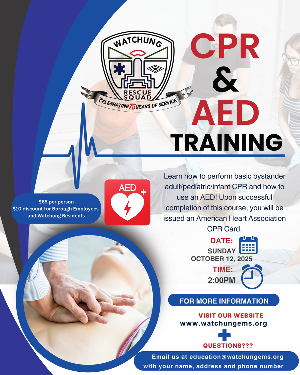 CPR & AED Training flyer. Click to open an OCR scanned PDF version of it.