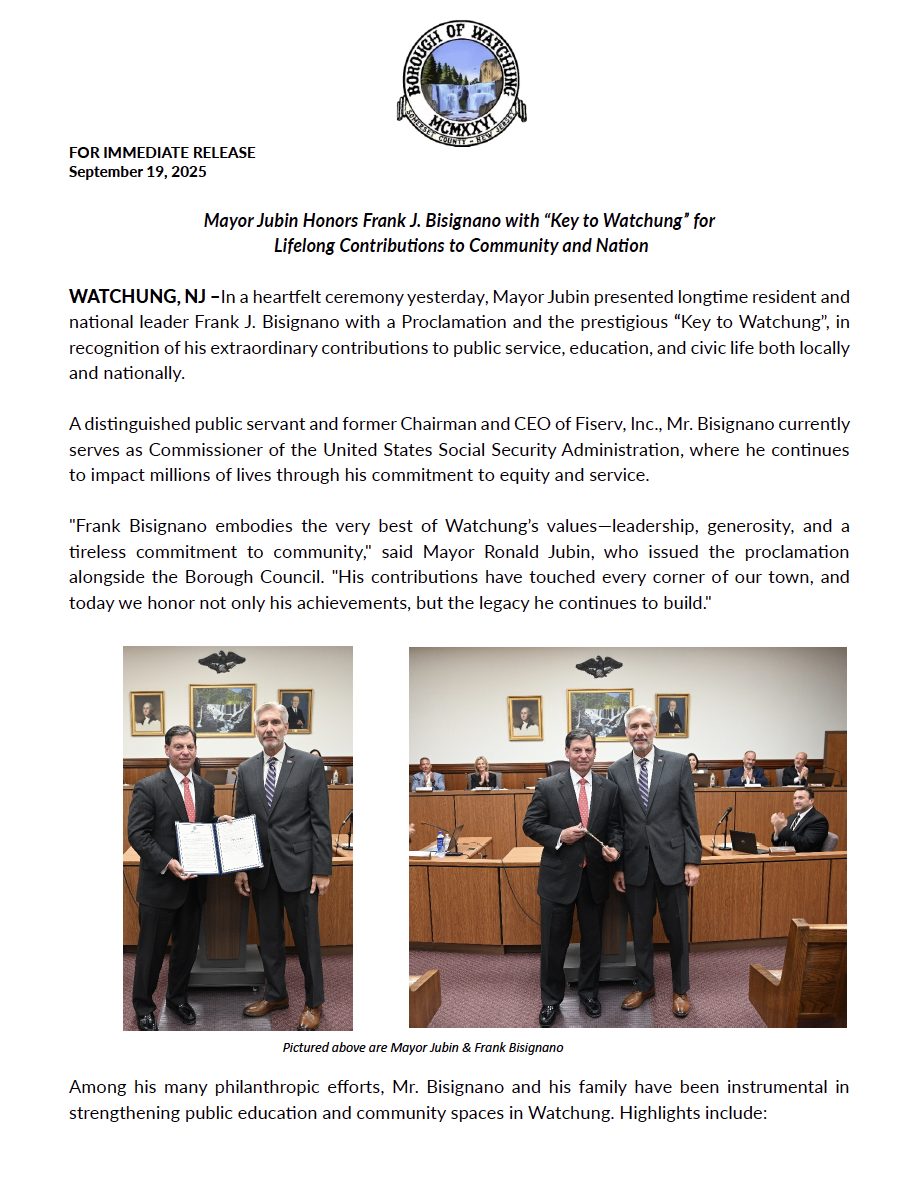 key to watchung press release