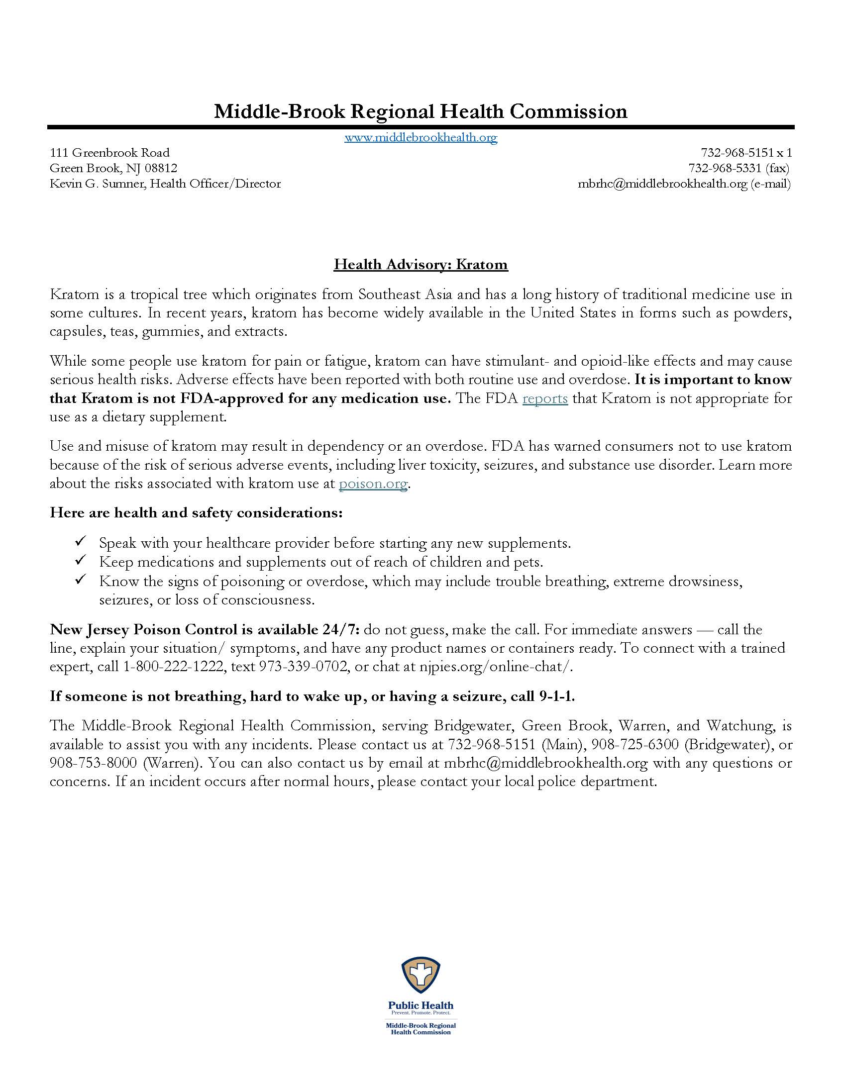 Image for the Kratom Health Advisory