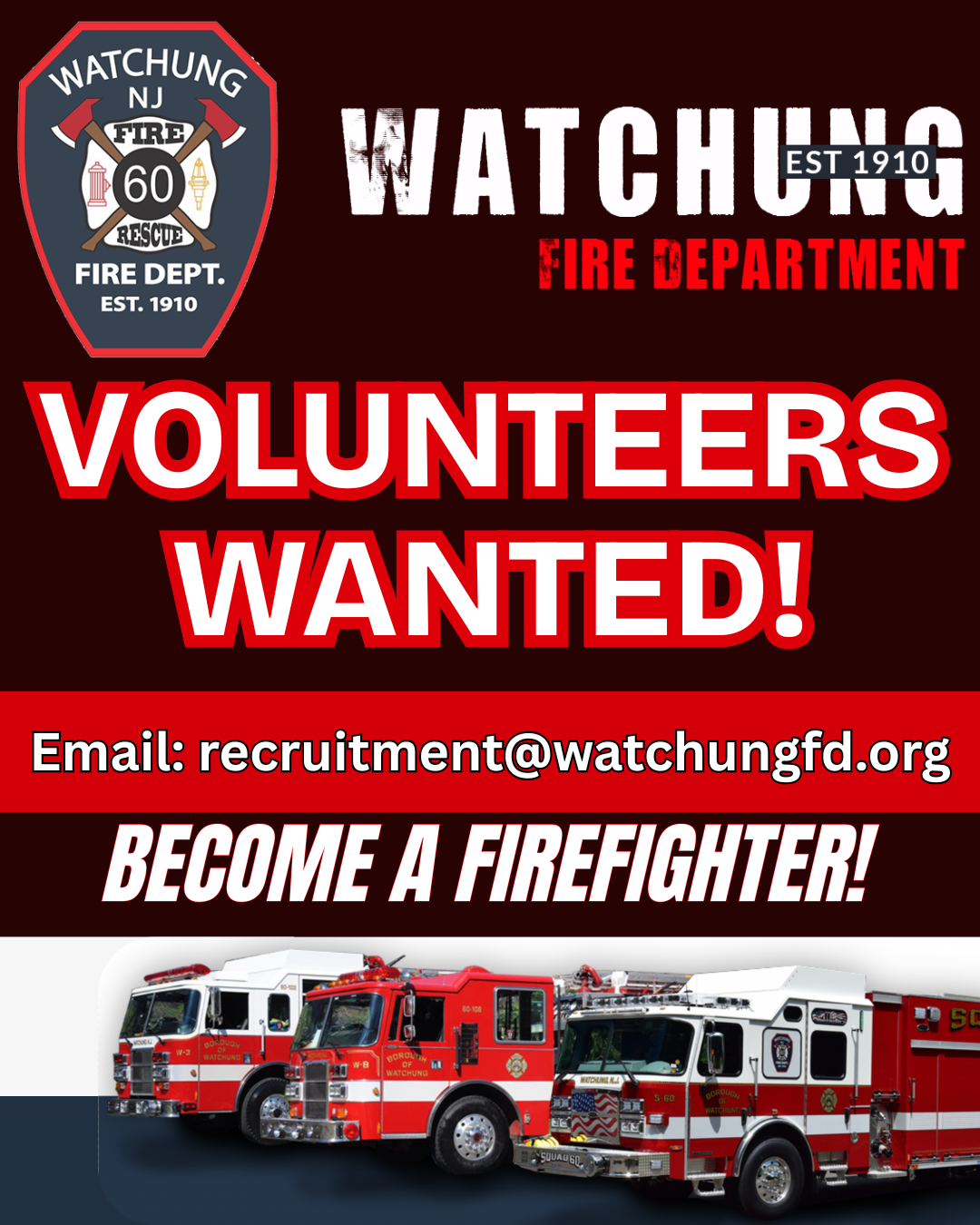 Fire Volunteers Needed flyer.
