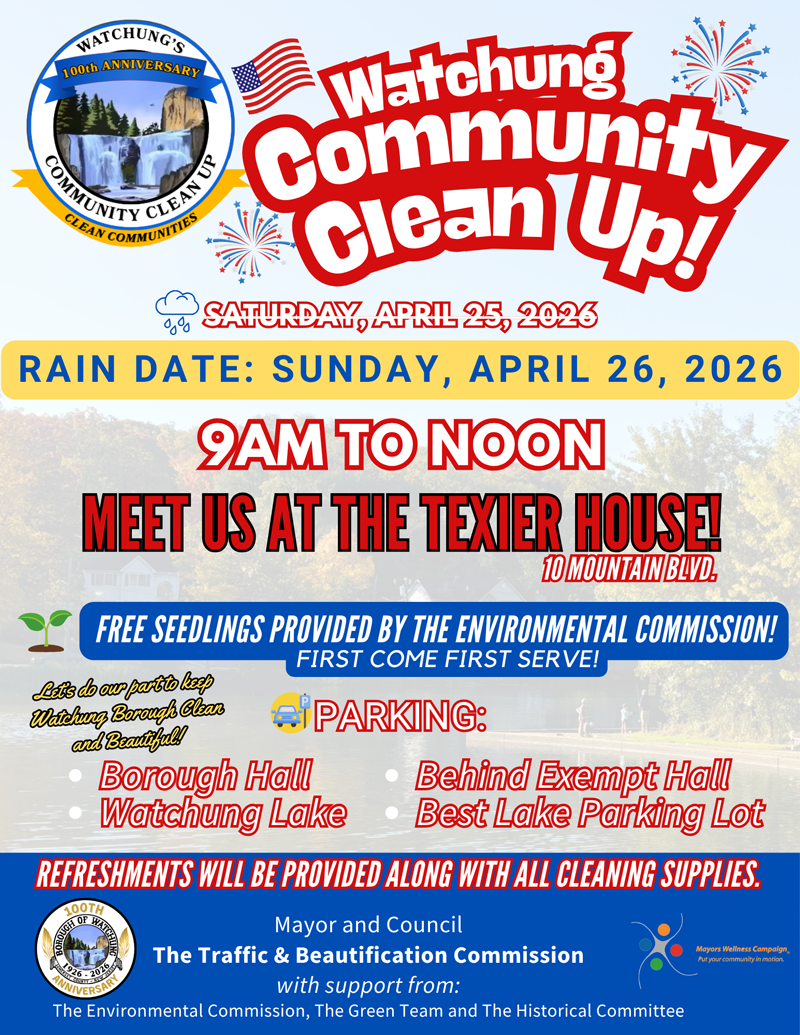 Watchung Community Clean up day flyer.