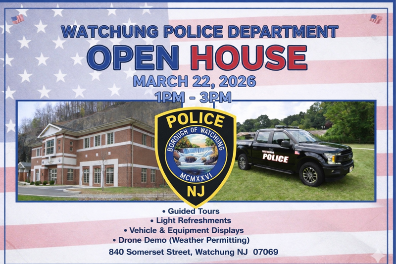 Open House 2026 For Watchung Police Department flyer.