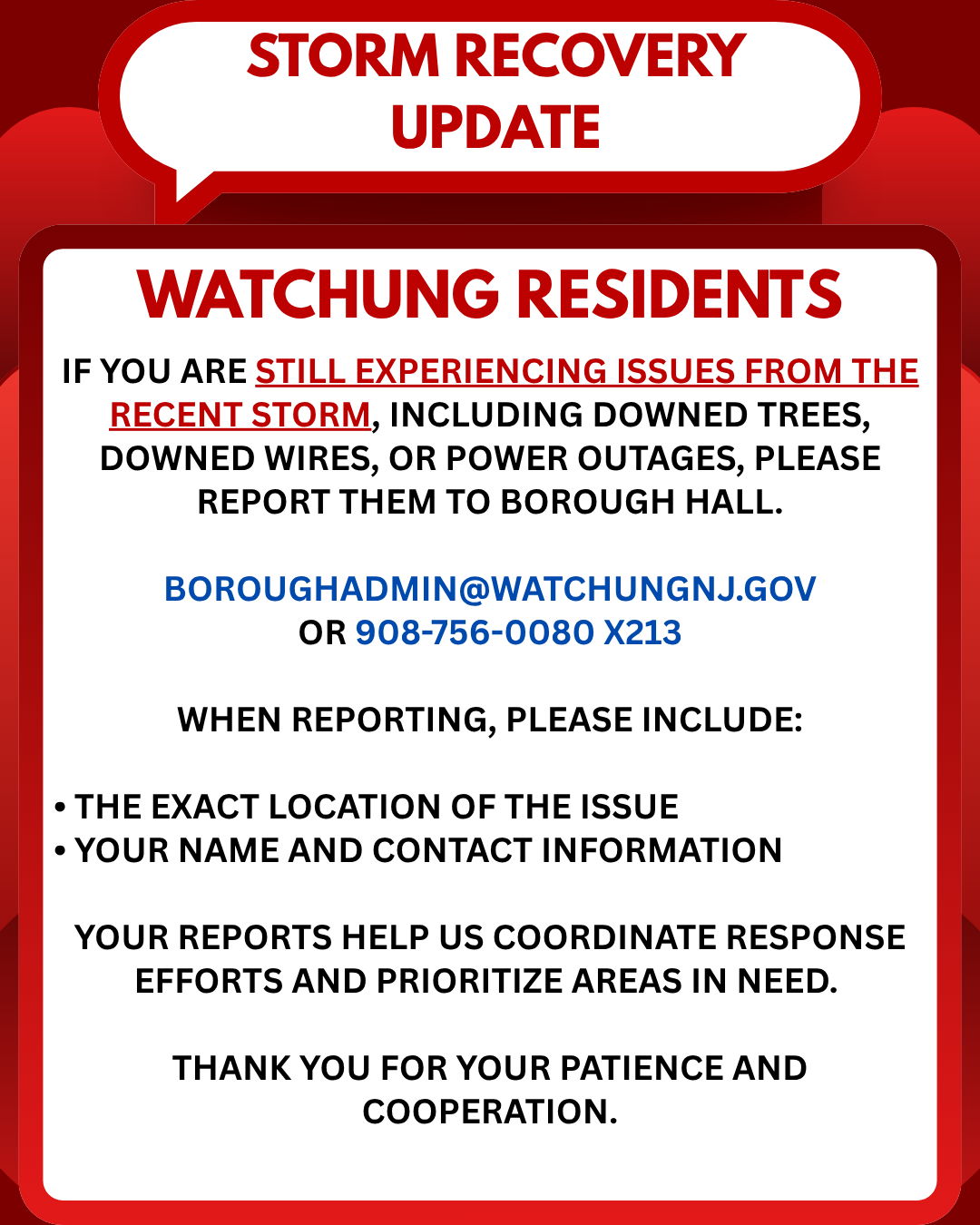 WATCHUNG RESIDENTS
